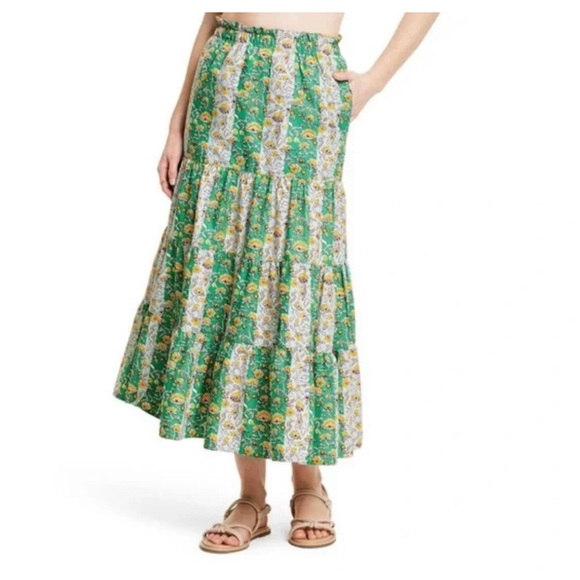 TARGET x RHODE Women’s Mixed Whimsical Floral & Stripe Print Midi Skirt - Picture 3 of 10